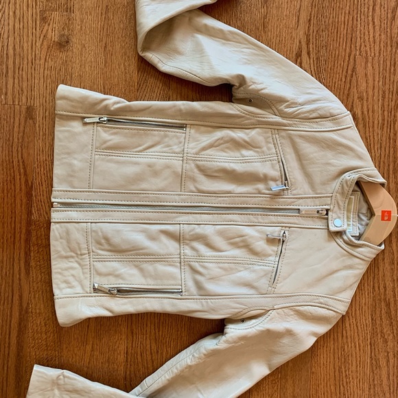 Michael Kors Taupe Leather Jacket Moto Jacket - Picture 4 of 8